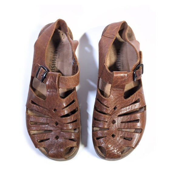 MEPHISTO 40 Mens Sandals Tan Leather MADE IN FRANCE *SOLID Size 6 - Picture 9 of 10